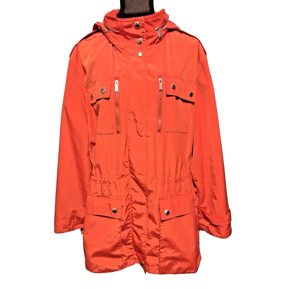 Michael Kors Women's Orange Silky Satin Light Utility Jacket Size 2X Preppy